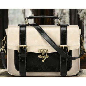 ECOSUSI Vintage Black/Beige Messenger Satchel Bag